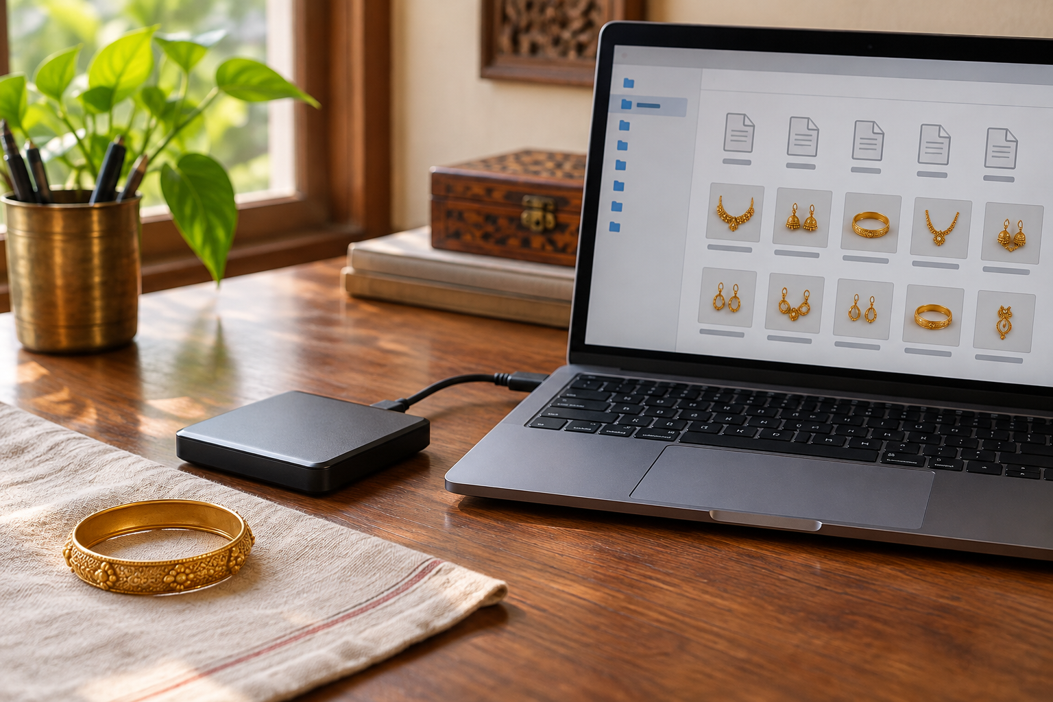 Editorial illustration for Date Backup Copies of Your Jewellery Records.